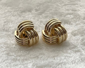 gold statement earrings spring blooms bridal luxury twisted metal style geometric organic earrings #8