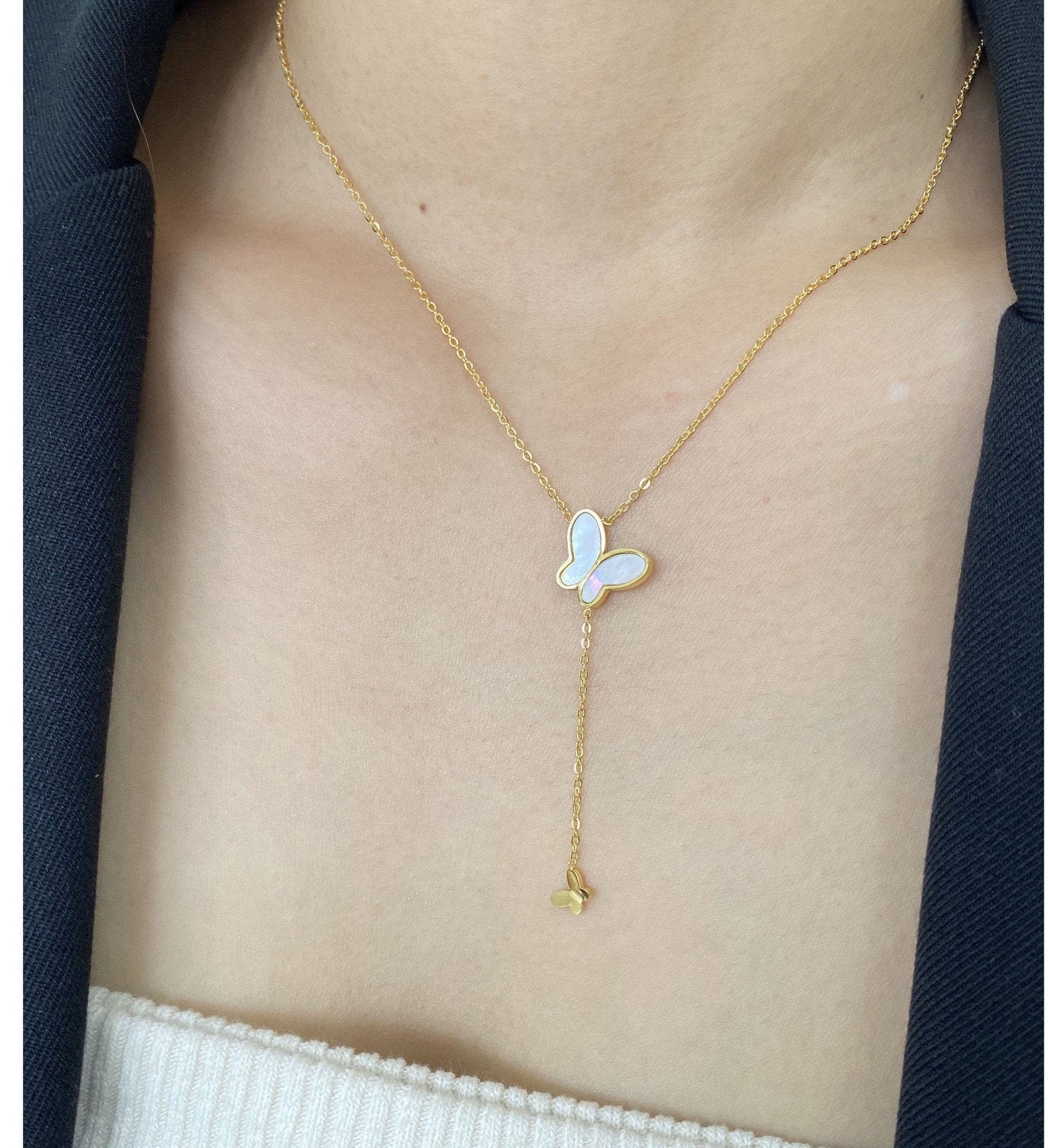 Butterfly Necklace Butterfly Pendant Necklace 18k Gold Etsy