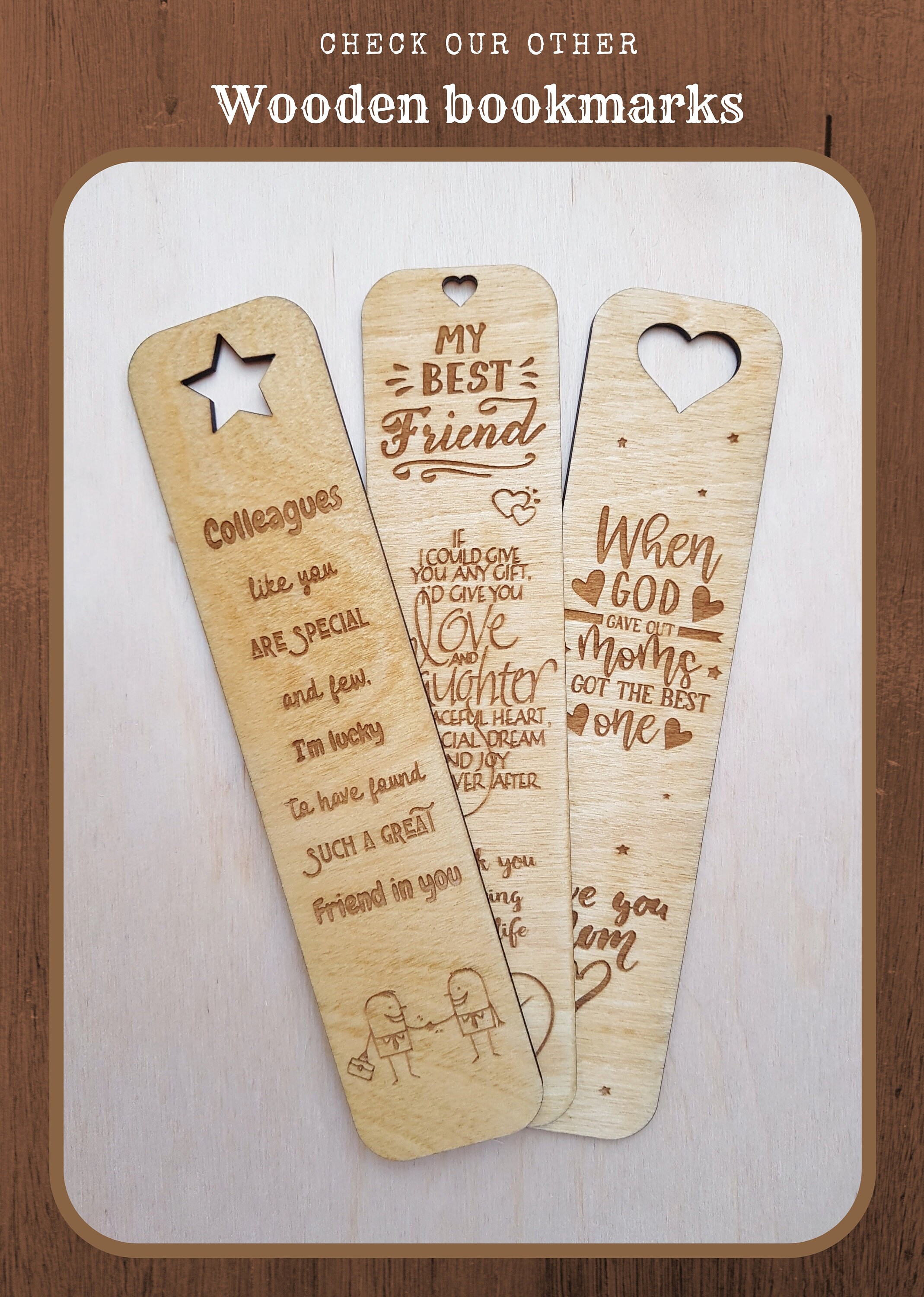 BEST FRIEND Engraved Wooden Bookmark - Birthday Chirstmas Gift - Etsy