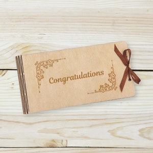 Busta di legno di congratulazioni - scatola regalo con soldi - regalo di nozze per compleanno