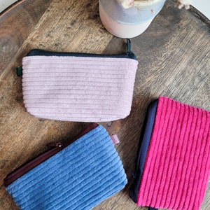 Mini borsa cosmetica in velluto a coste in rosa/blu/rosa, piccolo regalo, piccola borsa per il trucco fatta a mano, borsa 9x13x2 cm, portafoglio in velluto a coste