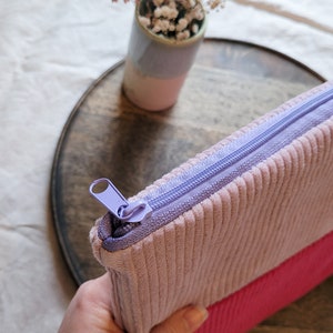 zweifarbige Laptoptasche Cord, Rosa Smaragdgrün, 13 / 14 Zoll, leicht gefüttert & Reißverschluss, handmade Laptophülle als Geschenk Bild 9