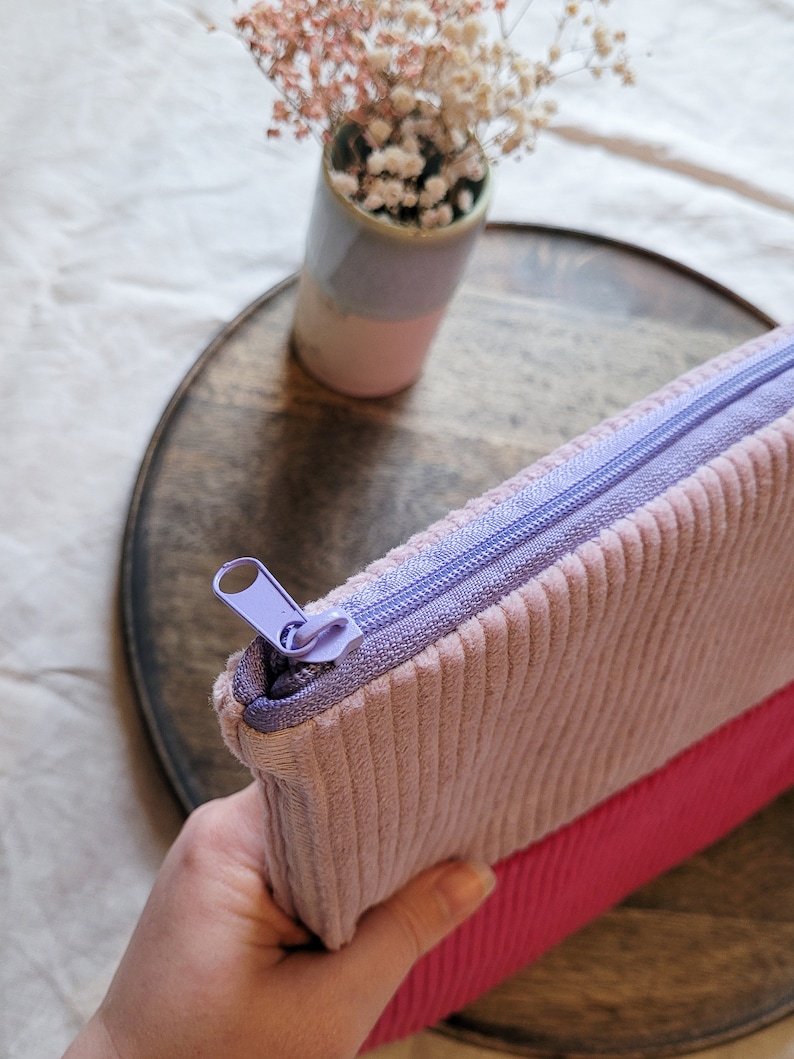 zweifarbige Laptoptasche Cord, Rosa Smaragdgrün, 13 / 14 Zoll, leicht gefüttert & Reißverschluss, handmade Laptophülle als Geschenk Bild 9