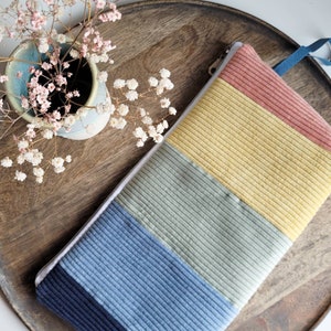 Trousse de toilette arc-en-ciel en cordon, avec fermeture éclair, personnalisation possible, format 30 x 14 cm, grande trousse de maquillage, cousue main