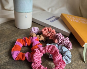 Mini elastici per capelli a quadri, mini elastici colorati in cotone biologico, elastici colorati per bambini, elastici sottili per bambini in colori vivaci