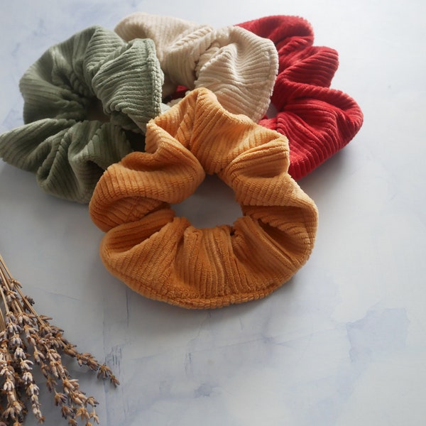 Corduroy scrunchie in autumn colors I scrunchie set of 2 l OekoTex 100 quality, JGA gift, partner look scrunchies, elastic hair accessories
