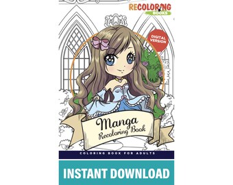 Download Manga Coloring Book Etsy