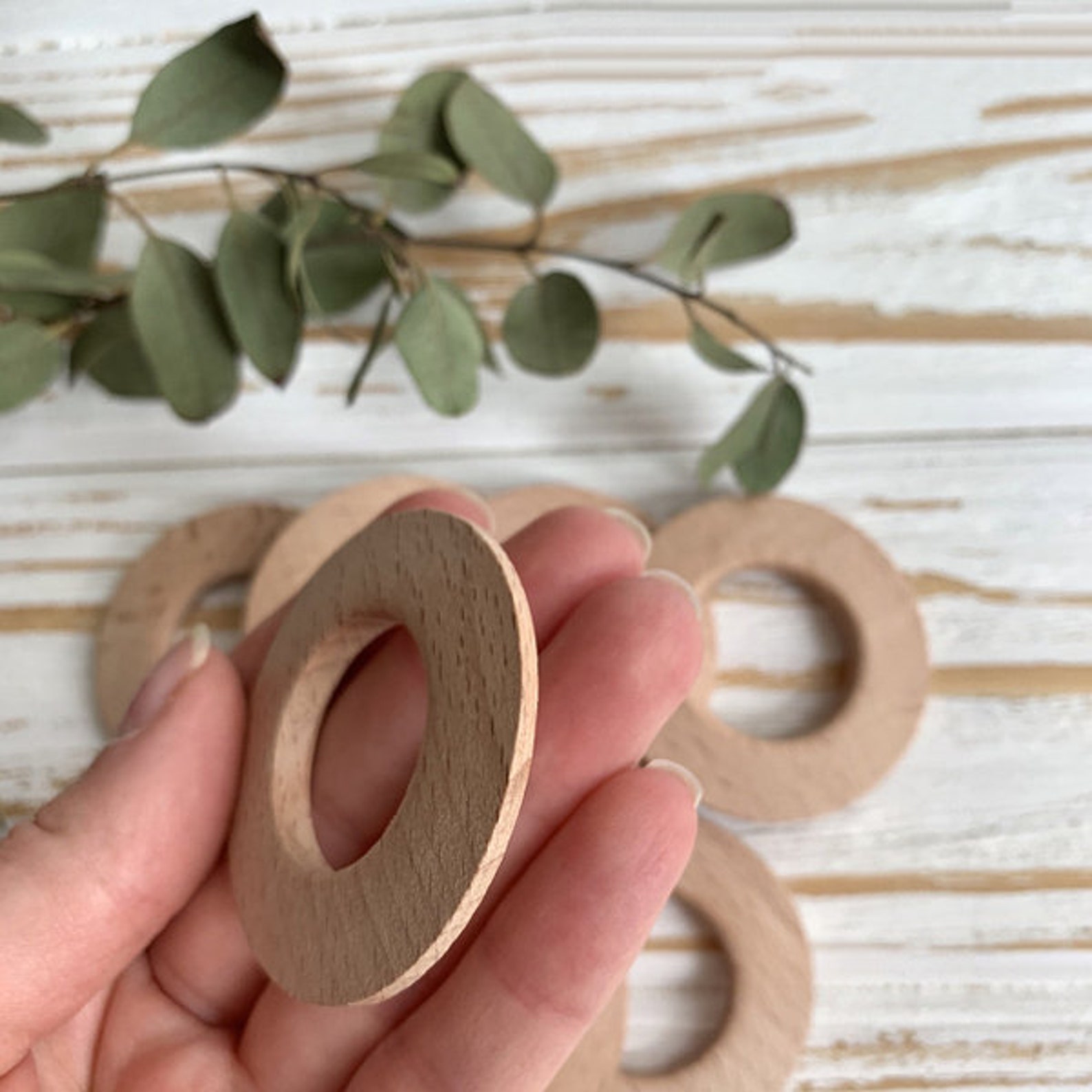 Flat round wood rings Unfinished wood rings 50mm Wood Etsy
