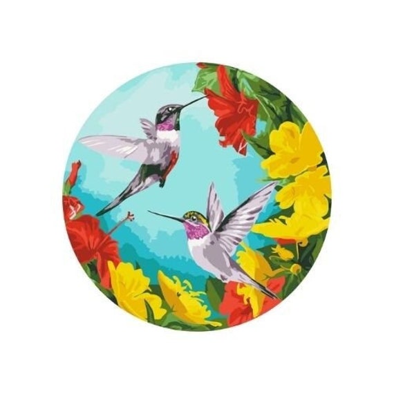 Round Paint by Number, Minimalist Paint Predrawn Canvas for Painting for  Adults, Paint by Numbers Kit With Round Frame Birds 