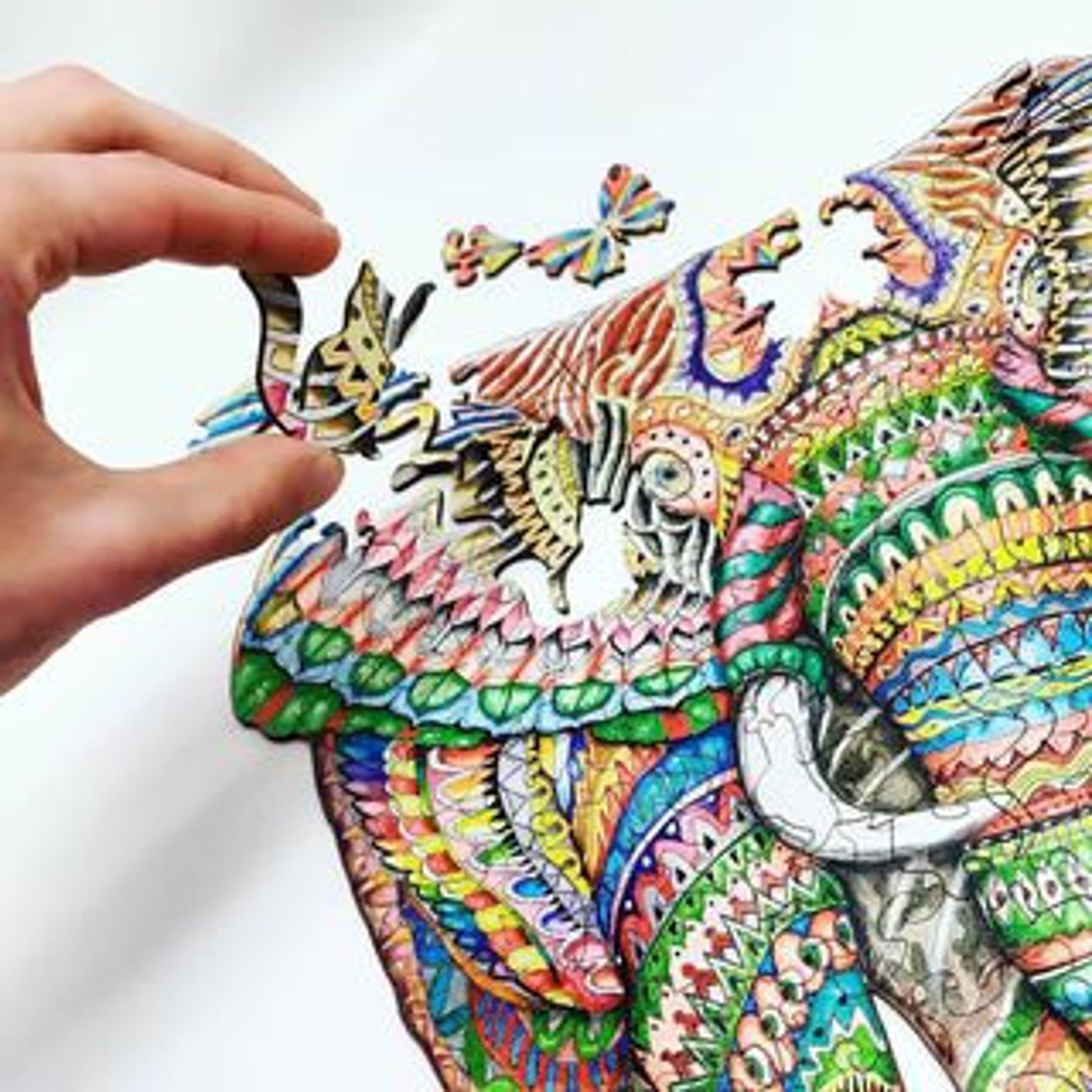 Wooden Puzzles Animals Wood Mosaic Puzzle Bull Wooden Etsy