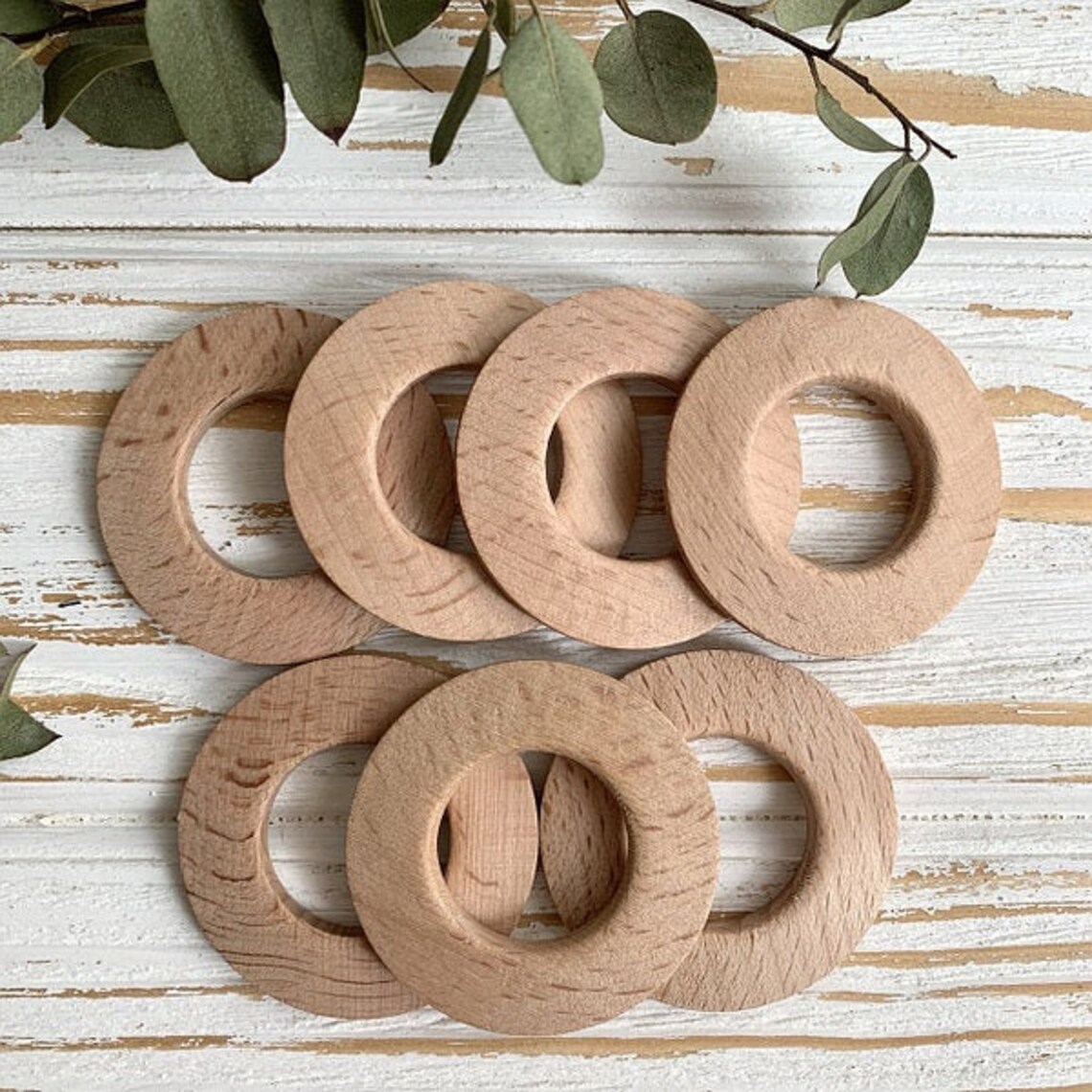 Flat round wood rings Unfinished wood rings 50mm Wood Etsy