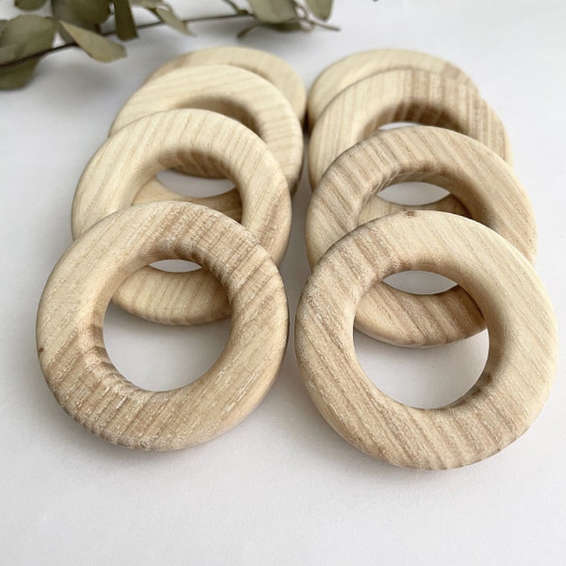 Flat round wood rings Unfinished wooden rings 45mm Wood Etsy