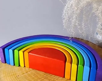Montessori Rainbow stacker Toy, Wooden arch stacker Rainbow Toy, Educational Gift for Toddlers, Birthday Baby Gifts