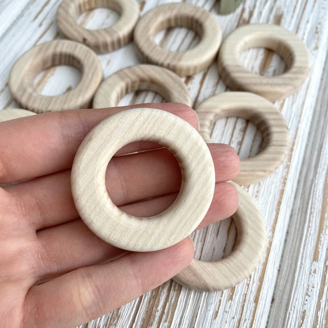 Flat round wood rings Unfinished wooden rings 45mm Wood Etsy
