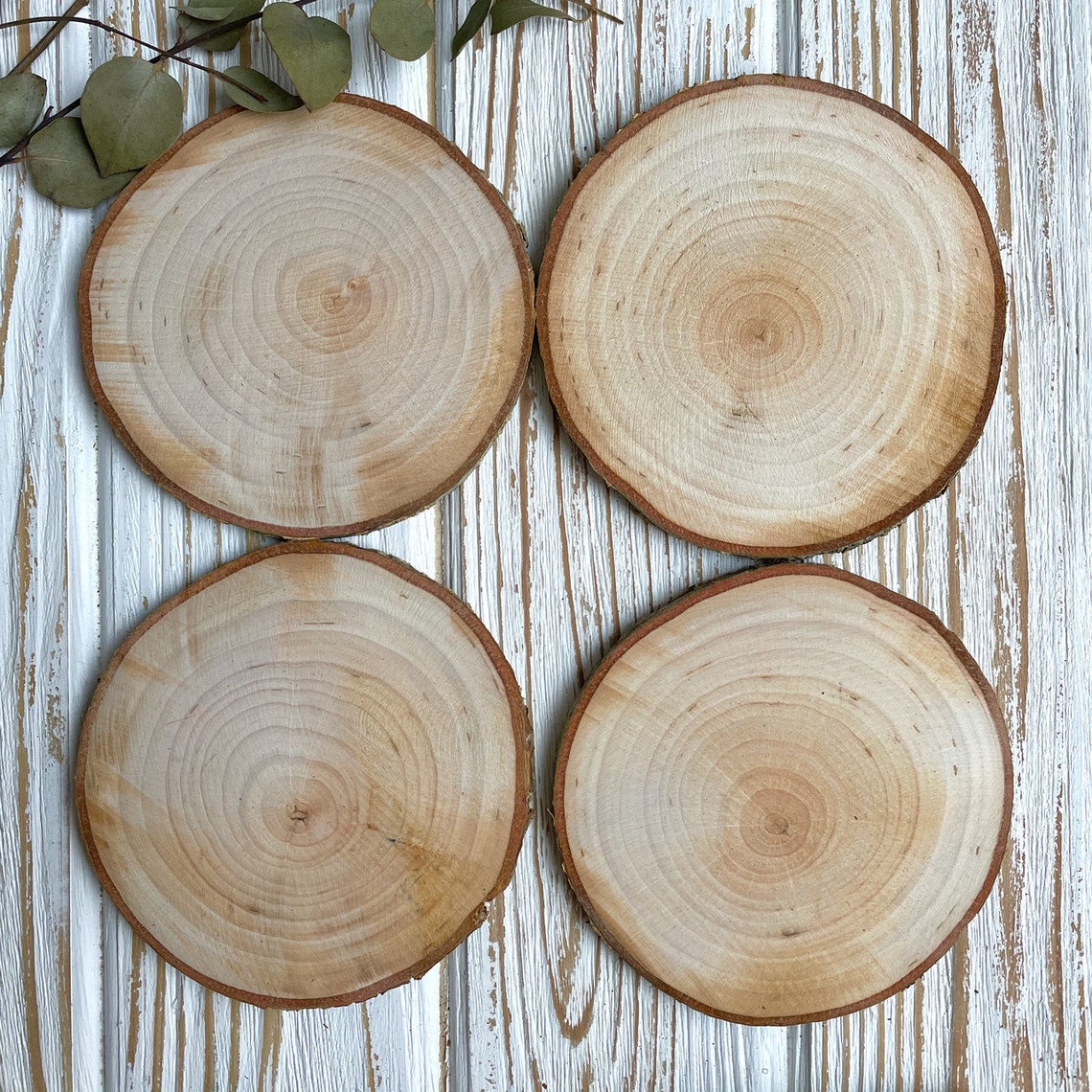 Round wood coaster Natural wood slices Coaster blanks rustic Etsy