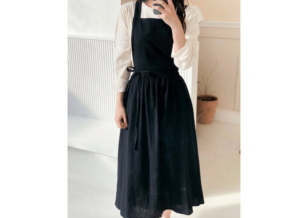 Apron Dress Gift for Women Linen Cotton Comfortable for Her Cross Bac…