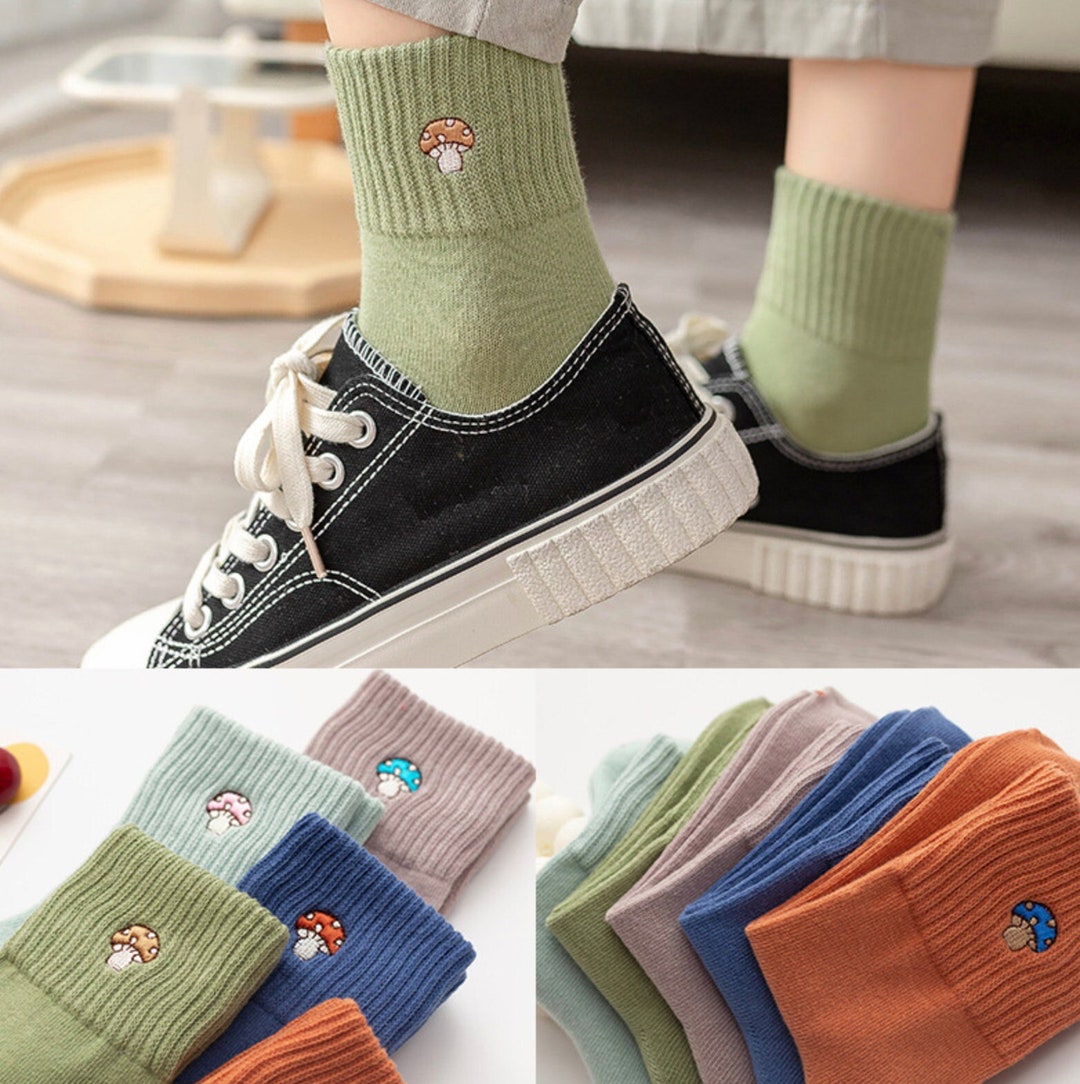 Cute Trendy Mushroom Embroidered Socks High Ankle Socks - Etsy