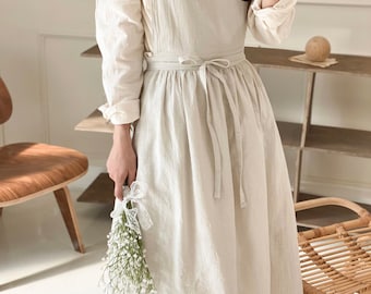 Apron Dress for Women Linen Cotton Comfortable Gift for Her Cross Back Open Back