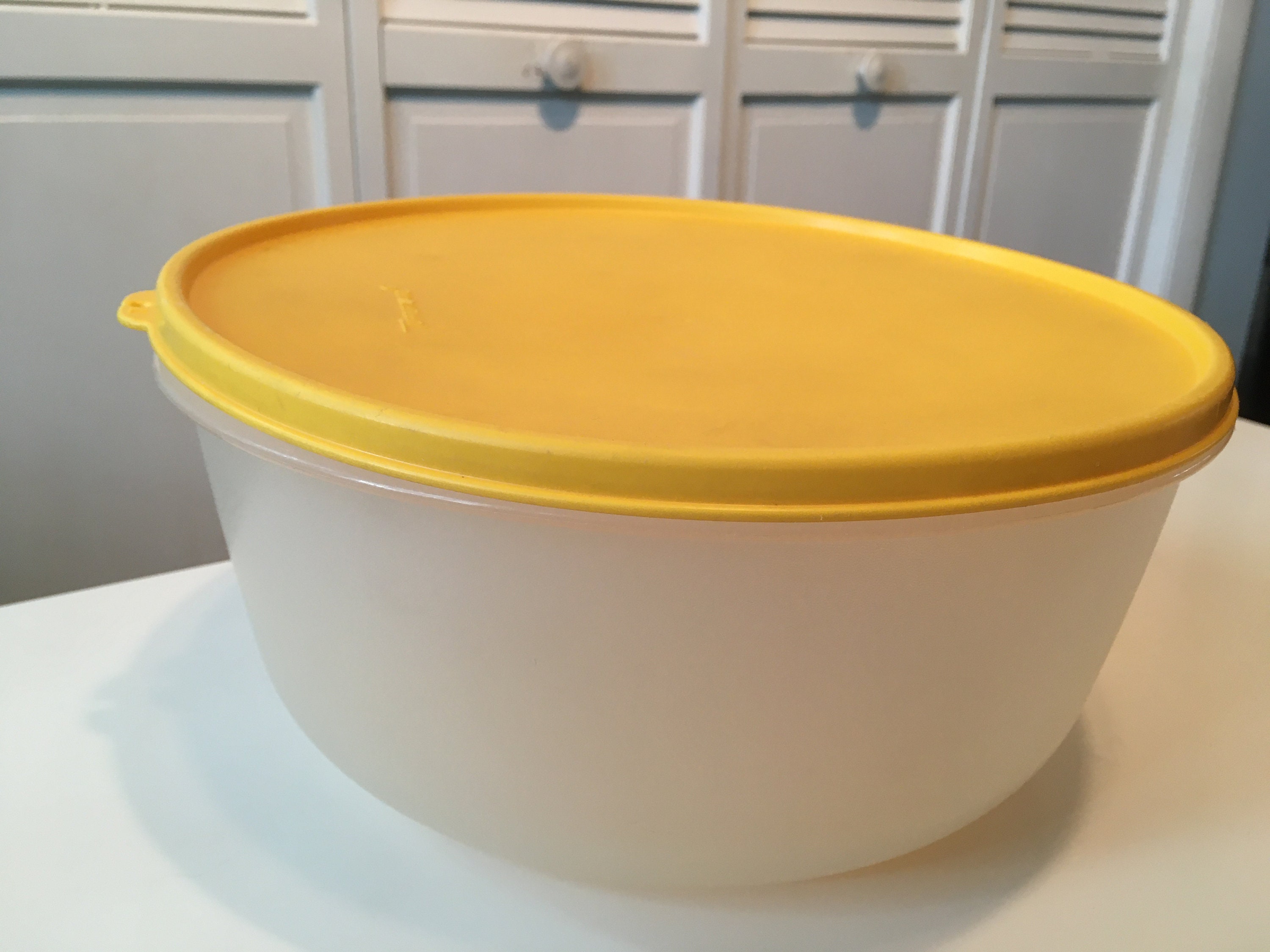 Tupperware large bowl with yellow lid Etsy