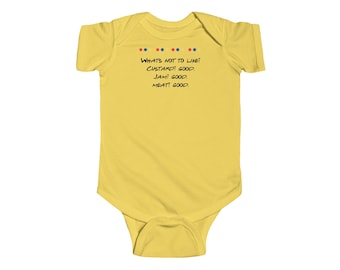 Friends themed Infant Fine Jersey Bodysuit Friends tv baby clothing Funny friends baby clothing Friends tv show themed clothing