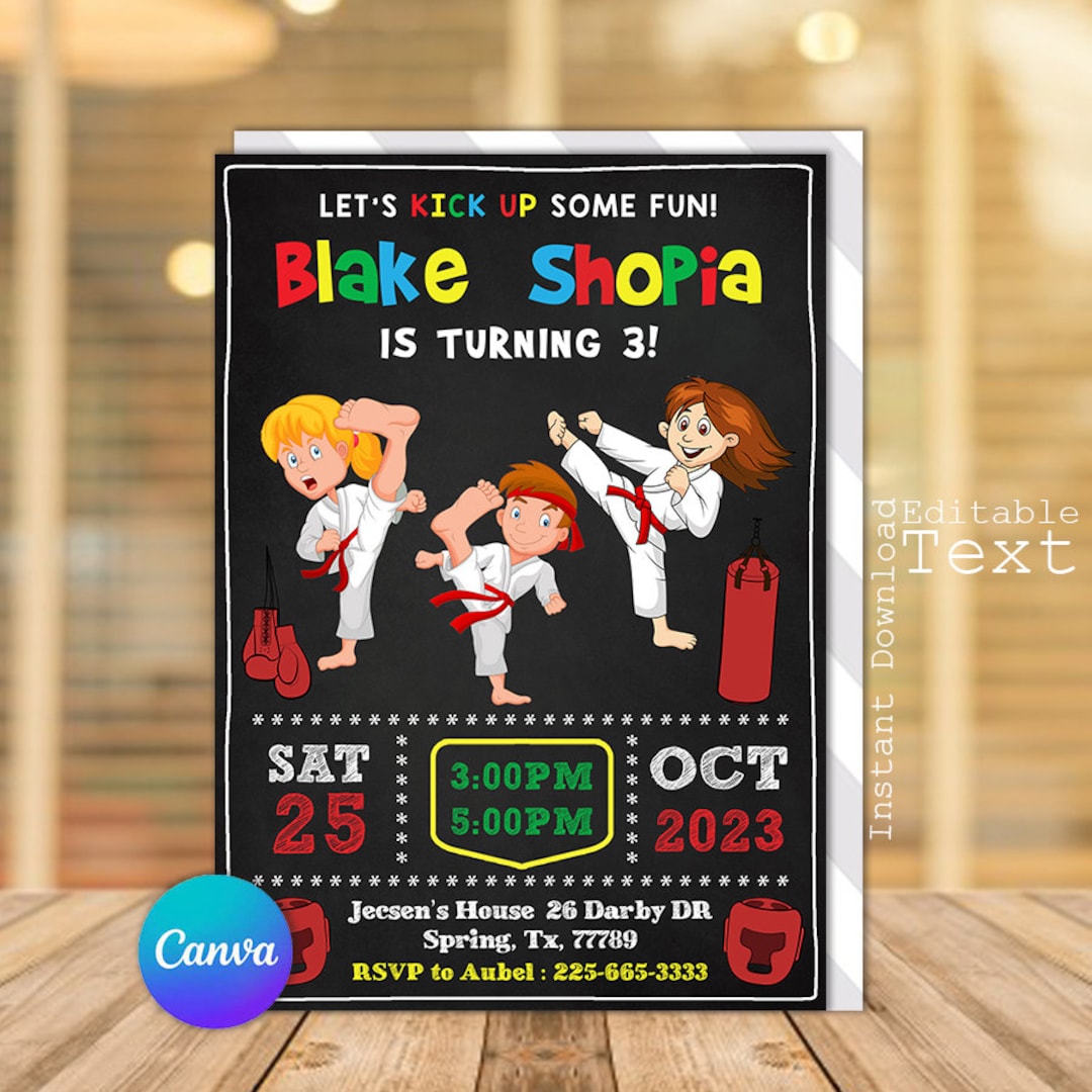 Karate Invitation, Karate Birthday Invitation, Karate Joint Birthday, Ninja Birthday Invitation