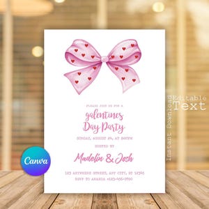 Galentines Bow Einladung, Galentines Day Party einladen, Valentinstag, Galentines Girls Night, Galentines Brunch, bearbeitbare Canva Vorlage