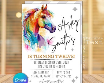 Horse Birthday Invitation, Horse Invitation, Horse Birthday, Horse Cowgirl Party, Horse Party Invitation, Pony Invitation, Farm Invitation