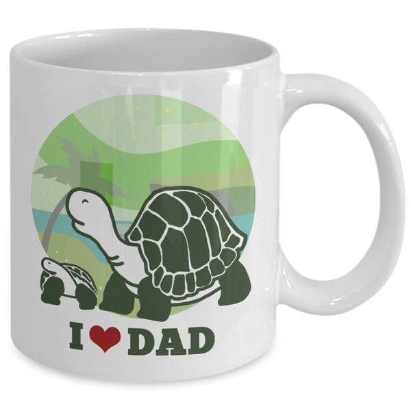 I LOVE DAD Turtle Coffee Mug. Fun Fathers Day Gift, Animal Design, Funny Coffee Mug, Highest Quality, Dad Birthday Christmas, Available Now