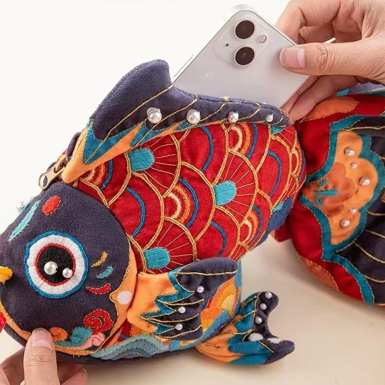 Koi Fish DIY Hand Embroidery Kit | Hand Sewing Bag Kit | Good Furtune ...