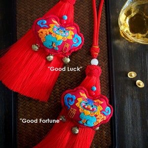 Good Luck Fortune Amulet, DIY Embroidery Kit for Beginner, Chinese Traditional Lucky Necklace, Handmade Baby Shower/Birthday/New Year Gift
