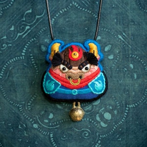 Bullish | 子供用ハンドメイド刺繍ネックレス 中国の伝統的な牛の干支の動物の年 車の装飾品 バッグに吊るす 幸運のお守り 最高の願い