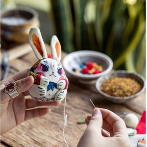 Moon Rabbit | DIY Embroidery Kit Beginners Level | Handmade Asian Lucky ...