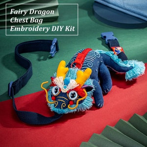 Chinese Style Fairy Dragon Adult Children Chest Bag Embroidery DIY Kit Tradition Auspicious Presents DIY set with tutorial video