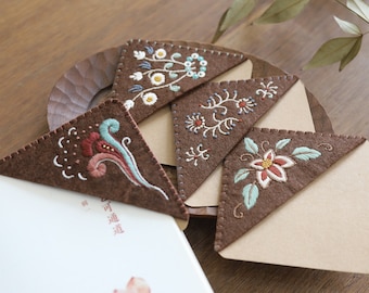 DIY Embroidery Kit Page Corner Bookmark, Embroidery Start Kit, Hand Embroidered Book Accessories, Embroidery Bookmark, Gifts for Book Lover