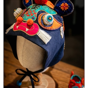 Tiger Head Hat, DIY Embroidery Kit, Chinese Traditional Good Luck Accessory, New Year Gift, Handcrafted Embroidery Design, Tutorial Video