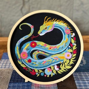Spirit Snake, DIY Embroidery Kit, Start Kit for Beginner, Hand-embroider Chinese Snake Zodiac Year Gift