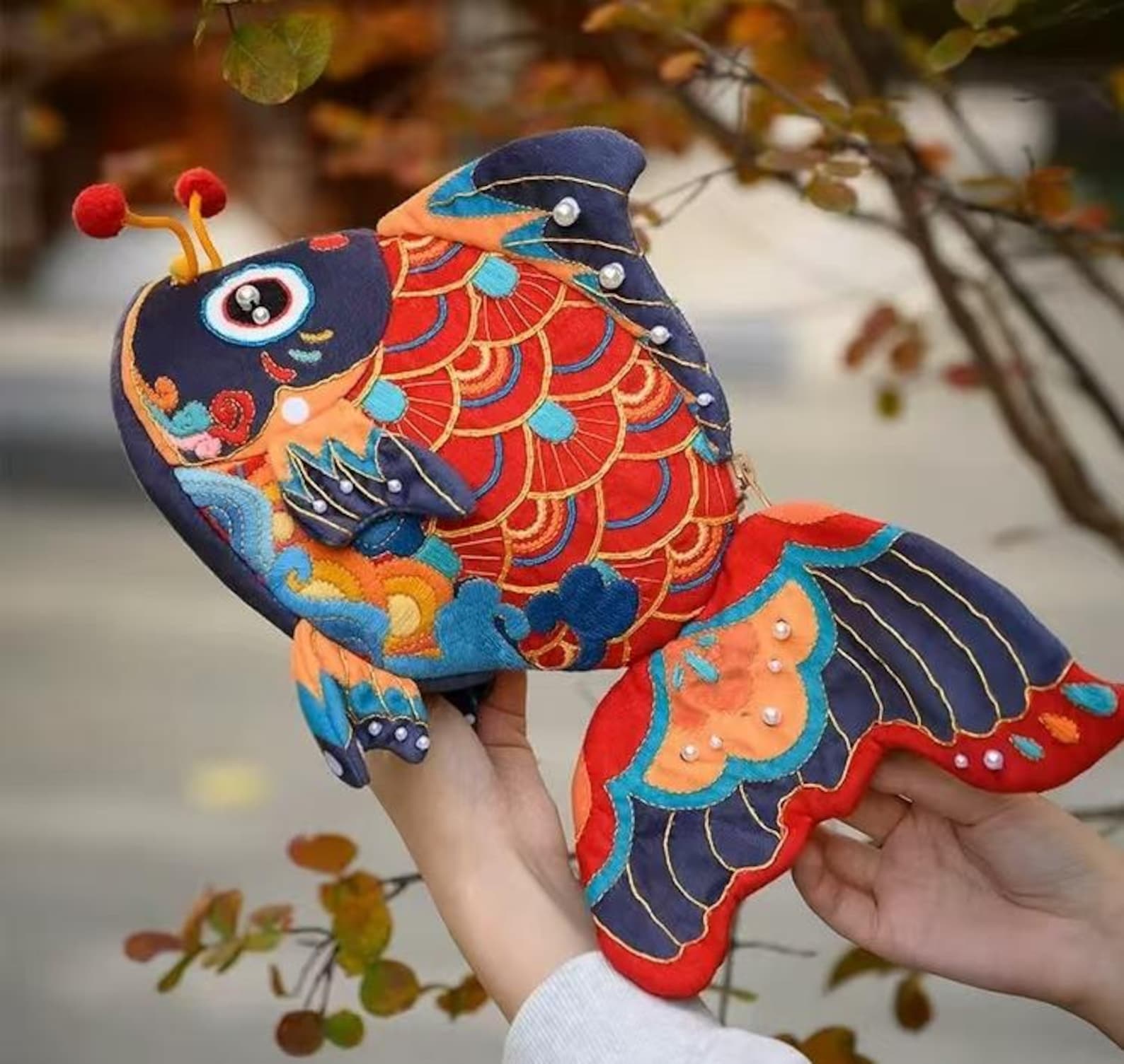 Koi Fish DIY Hand Embroidery Kit | Hand Sewing Bag Kit | Good Furtune ...