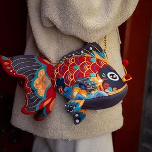 Koi Fish DIY Hand Embroidery Kit | Hand Sewing Bag Kit | Good Furtune ...