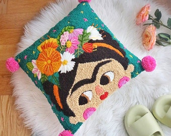 DIY Punch Needle Kit Pillowcase, Handmade Embroidery Cushion, Throw Pillow, Punch Needle Pillow