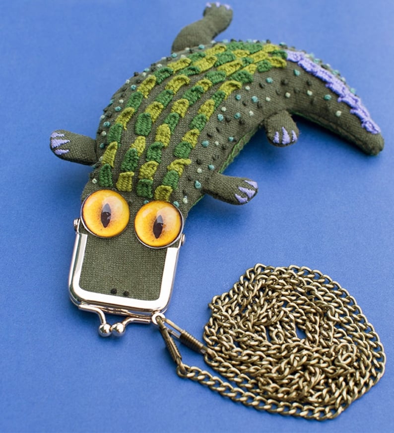 Crocodile Embroidery Bag, DIY Kit, Alligator Bag, Handmade Small Bag, Needlepoint Kit, Unique Gift Idea,