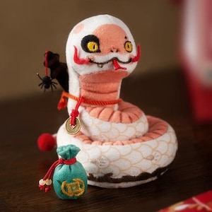 Snake Warrior Fortune Charm - DIY Embroidery Kit - Chinese Snake Zodiac Animal Talisman Craft - Good Luck Amulet - Doll Making Stitch Work