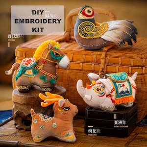 Beginners DIY Emrboidery Kit, Good Luck Gift, Handmade Bag Accessories, Hand Sewing Toy Doll, Tutorial Video, Birthday Holiday Gift