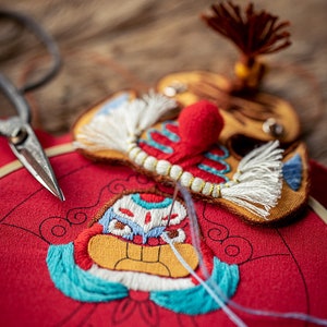 Lord Rabbit Beginner DIY Kit Handmade Embroidery Chinese Beijing Style Good Luck Sachet Necklace Car Ornament Bag Accessory Rabbit Doll image 2