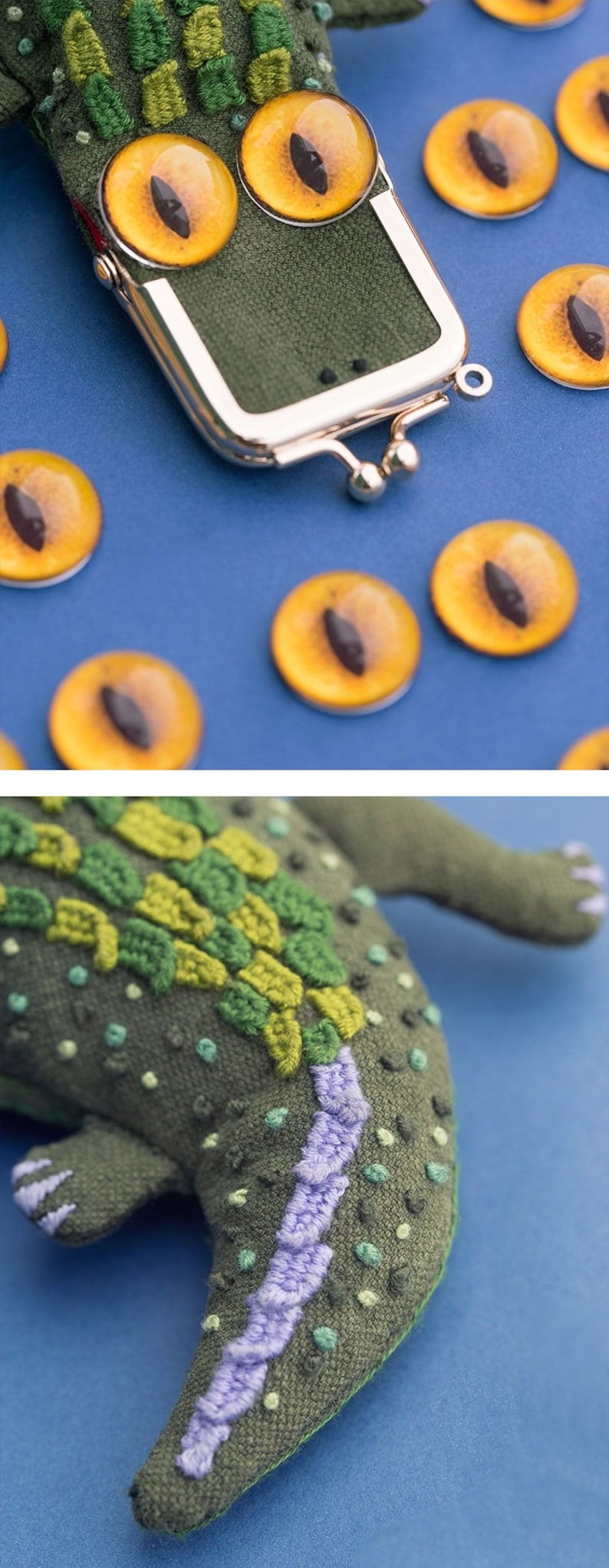 Crocodile Embroidery Bag, DIY Kit, Alligator Bag, Handmade Small Bag, Needlepoint Kit, Unique Gift Idea,
