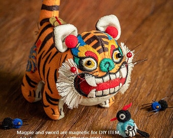 Chinese Toy DIY Embroidery Kit Auspicious Tiger Doll New Tiger Year Handmade Good Luck Gift with tutorial video