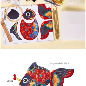 Koi Fish DIY Hand Embroidery Kit | Hand Sewing Bag Kit | Good Furtune ...