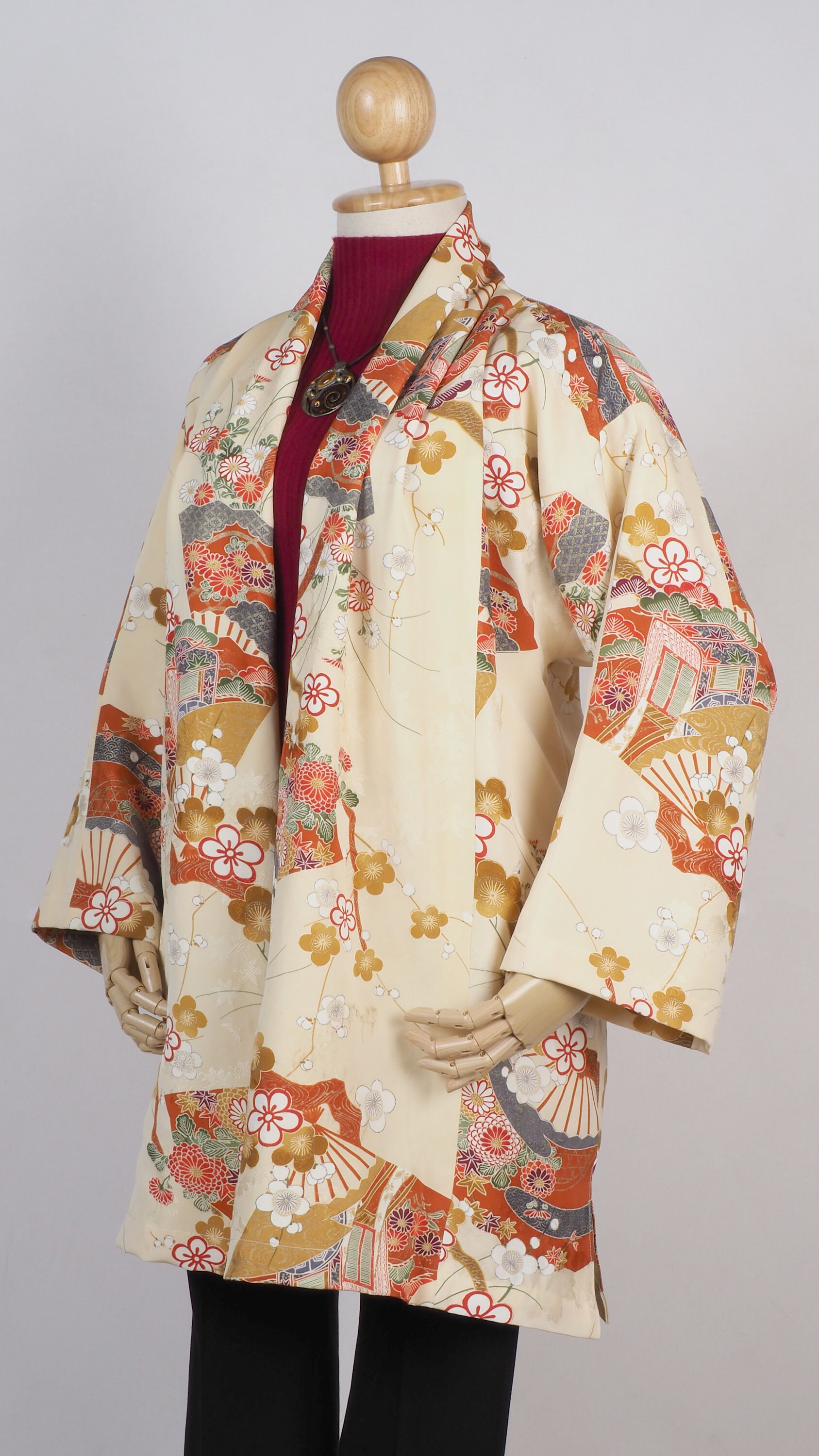 Chaqueta kimono Upcycled Silk Vintage Kimono Abanico de Etsy