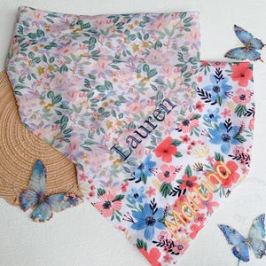 Bohemian Style Floral Triangle Scarf, Custom Name Embroidered Floral Bandana, Elegant Festival Headwear, Hair Accessories, Gifts for Girls