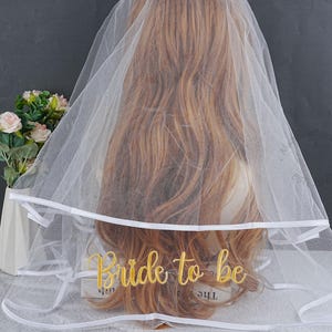 Velo bordado personalizado para novia, velo de novia con texto personalizado, diadema para despedida de soltera, velo para despedida de soltera, velo de compromiso, regalos
