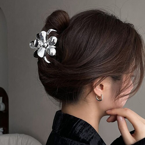 Silver Flower Hair Claw Unique Metal Hair Claw Clips Hair - Etsy Silver Flower Hair Claw Unique Metal Hair Claw Clips Hair - Etsy
